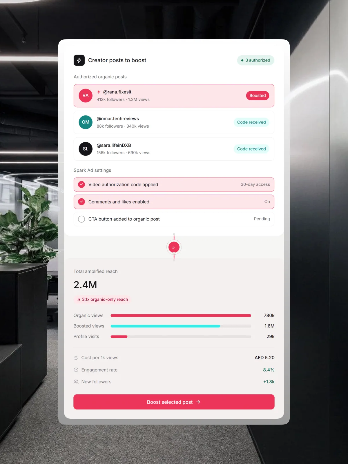 Vertical smartphone mockup showing a TikTok ad creative with strong visual hook and brand elements