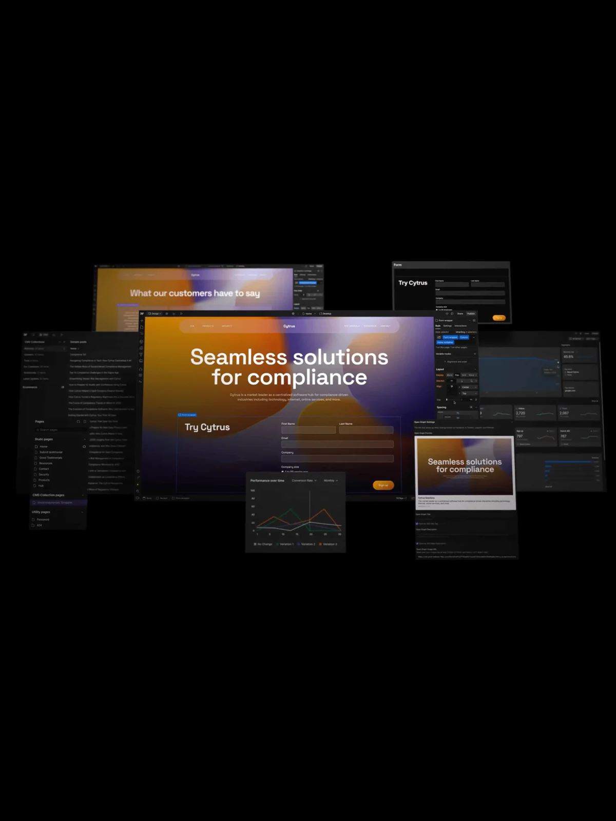 Webflow designer interface showing CMS collection list with dynamic filter and sort options